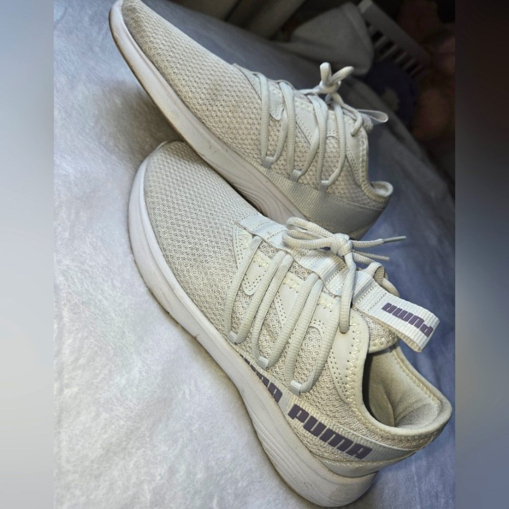 Puma Women's White Knit Athletic Sneakers